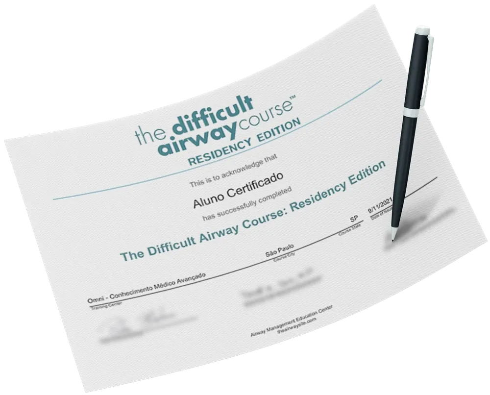 Certificado do The Difficult Airway Course: Residency Edition