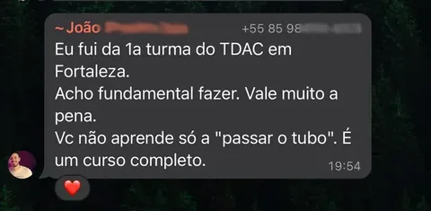 Print de depoimento de participante