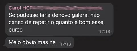 Print de depoimento de participante