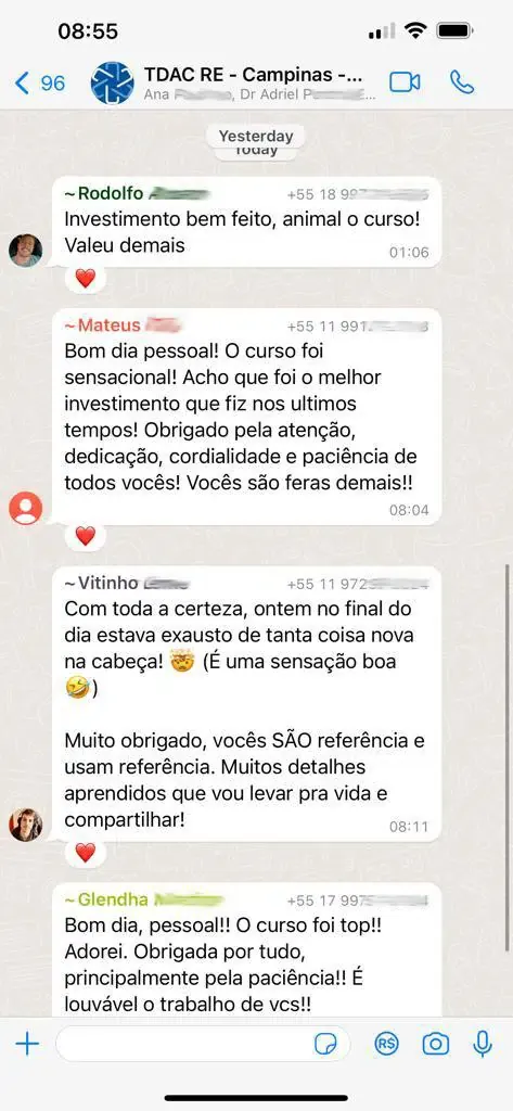 Print de depoimento de participante