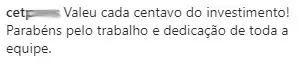 Print de depoimento de participante