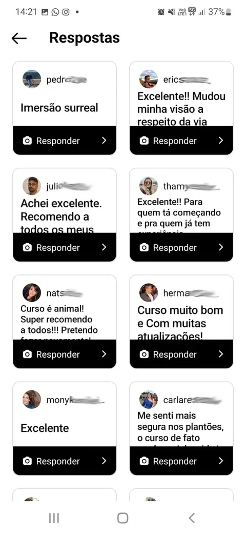 Print de depoimento de participante