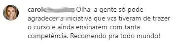 Print de depoimento de participante