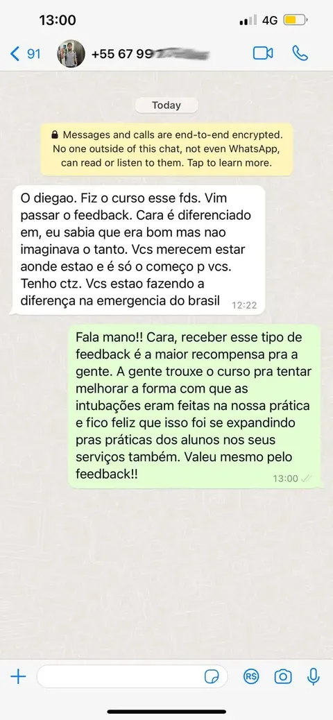 Print de depoimento de participante