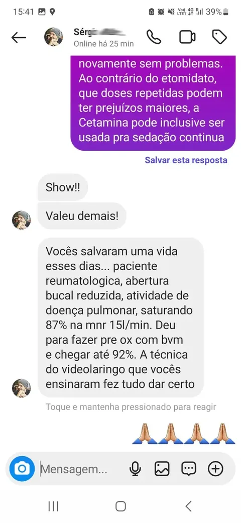 Print de depoimento de participante