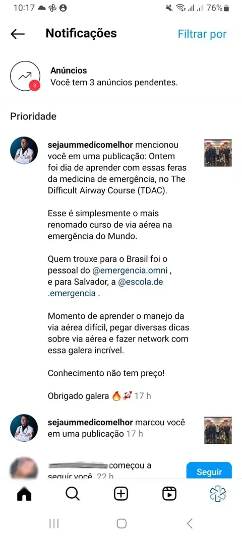 Print de depoimento de participante