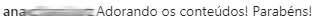 Print de depoimento de participante
