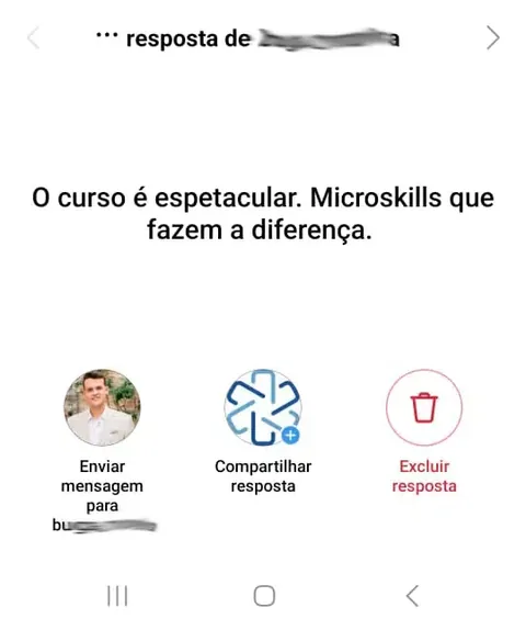 Print de depoimento de participante