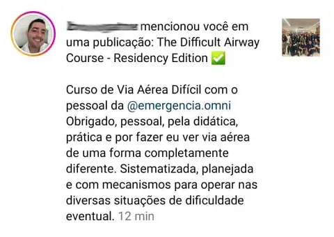 Print de depoimento de participante