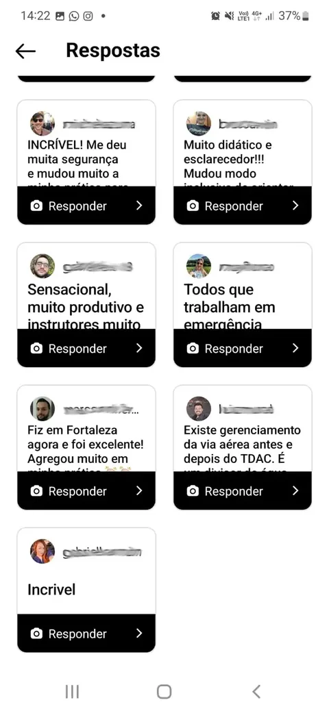 Print de depoimento de participante