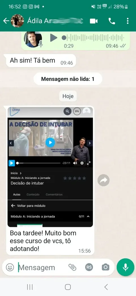 Print de depoimento de participante